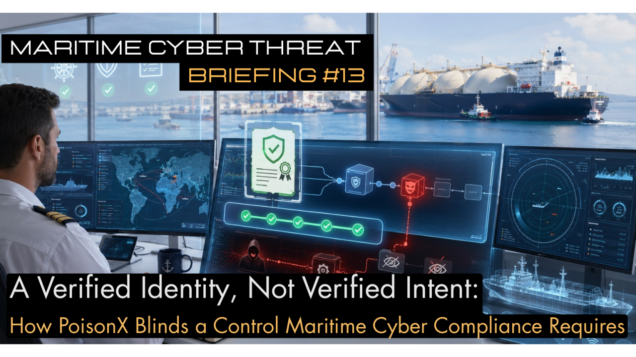 Read more about the article A Verified Identity, Not Verified Intent: How PoisonX Blinds a Control Maritime Cyber Compliance Requires